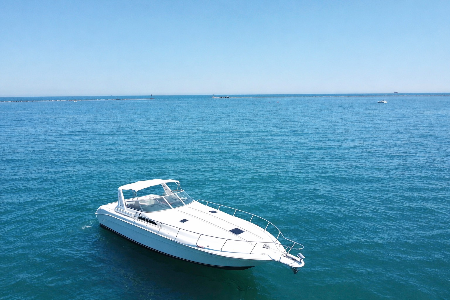 Yacht on Lake Michigan with Chicago skyline